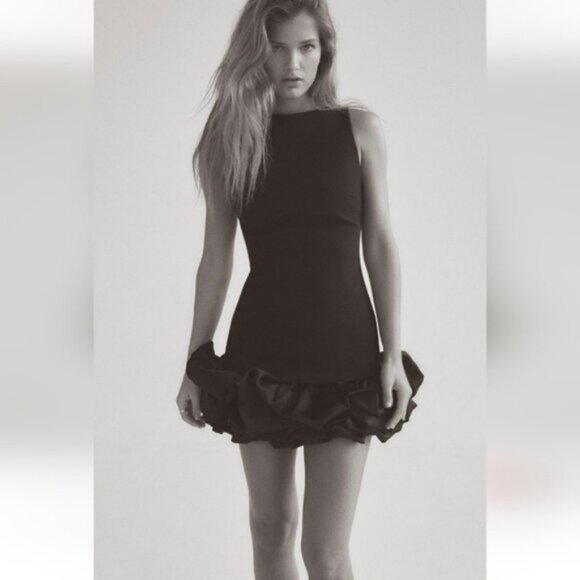 ZARA COMBINATION PUFF HEM JUMPSUIT DRESS - Picture 1 of 7